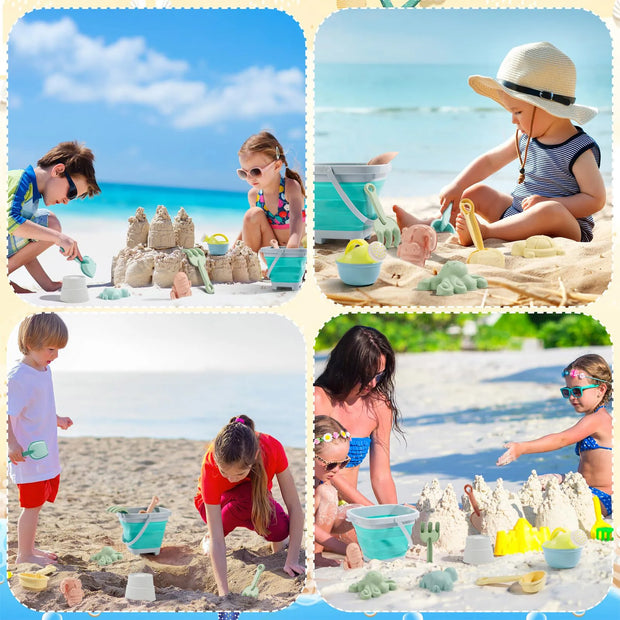 Kids Beach Bucket and Shovel Set, Multifunctional Sand Toys for Outdoor Beach and Park Fun