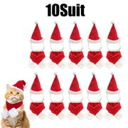 Festive Pet Costume Set Adjustable Santa Hat Scarf Fun