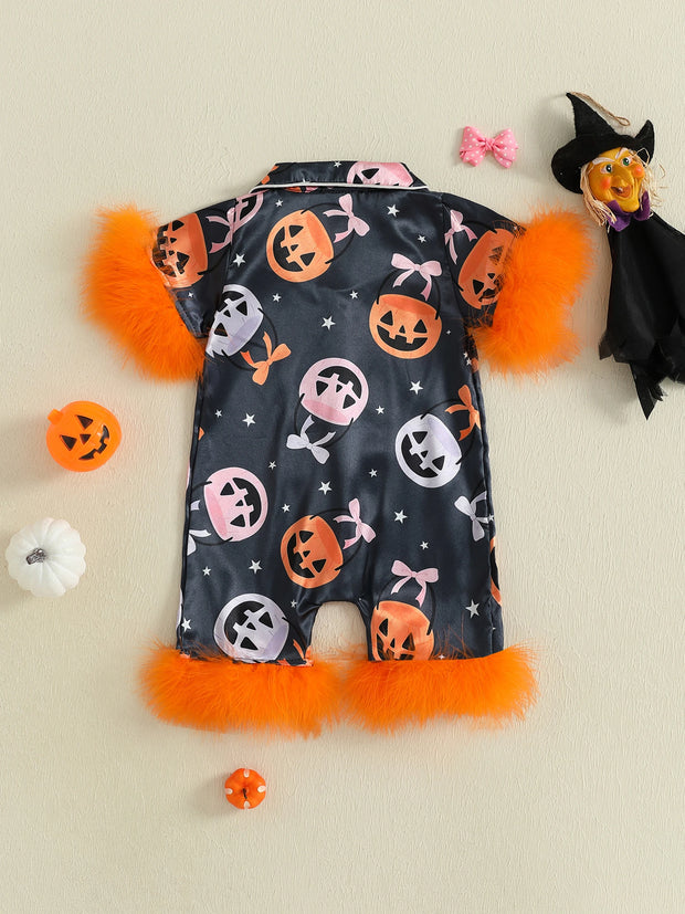 Adorable Fleece Lined Baby Romper With Ghost Hat For Cozy Fun