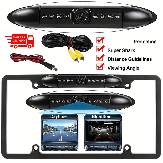 US License Plate Frame Rear View Backup Camera with IR LED Night Vision for Car SUV Pickup