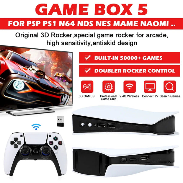 GB5 Video Game Console 256GB/128GB/64G 50000 + Retro Games HD TV Game Box 5 Two Gamepads For PS1/PPSPP/MAME Arcade Gaming Stick - My Variety Superstore 25