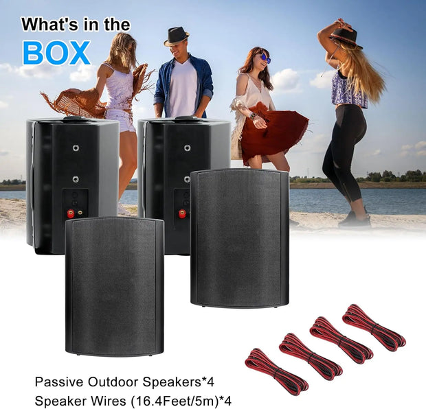 Herdio 4PCS 800W 6.5 Inch Outdoor Speakers Wired Waterproof Passive Wall Mount Speakers With Powerful Bass For Home Patio Poolside - My Variety Superstore 25