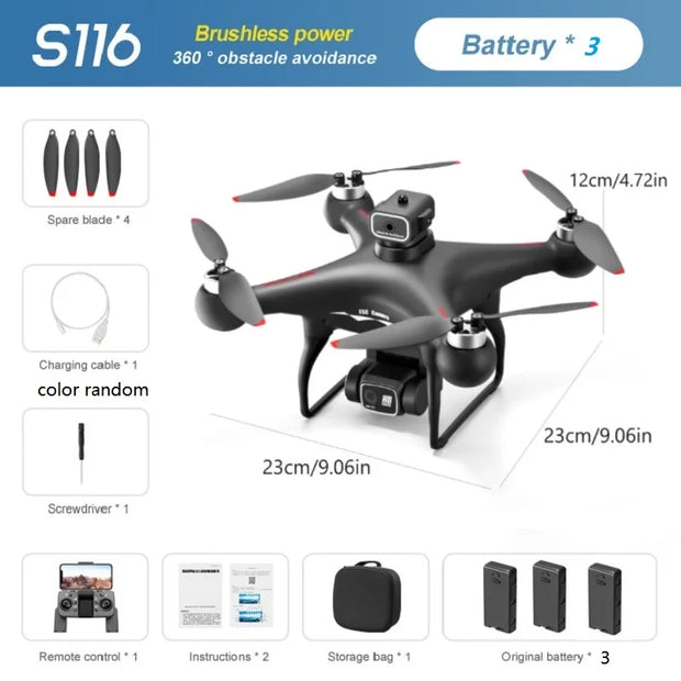 S116 MAX Drone Professional with 3 Batteries 8K Dual Camera Optical Flow Brushless 360° Obstacle Avoidance WIFI FPV RC Dron Toys - My Variety Superstore 25
