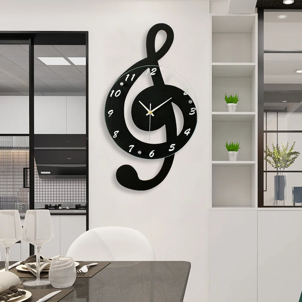 Powerful Musical Note Wall Clock Silent Keeps Time Quietly