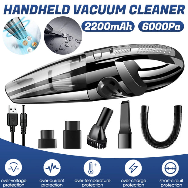 Wireless Handheld Vacuum Cleaner USB Charging Portable Wet Dry Cordless Strong Suction 12000pa