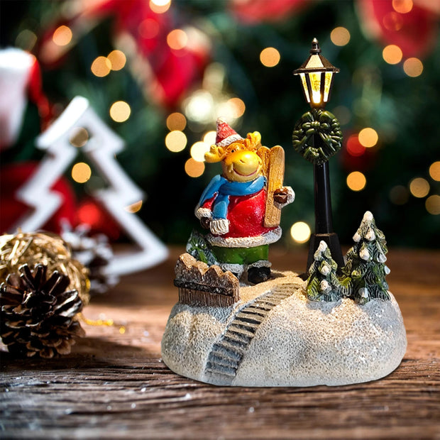 Radiant Luminous Snowman Ornament Resin Craft Brightens Desk