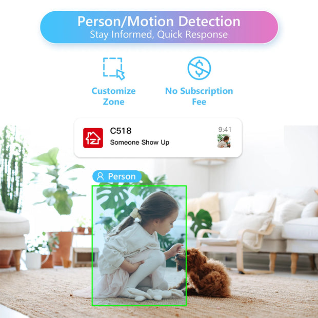 ZOSI 3MP Baby Monitor 2.4G/5G 360° Pan/Tilt Pet Smart Security IP Camera AI Human Tracking 2K HD WiFi Surveillance Cameras - My Variety Superstore 25