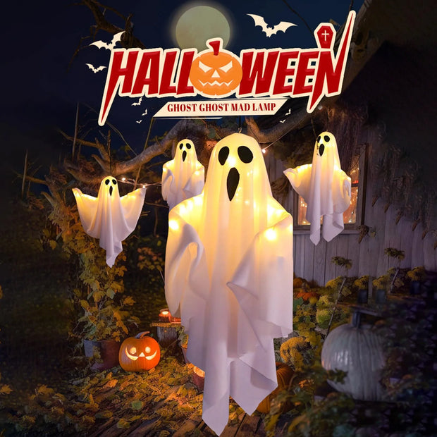 Spooky Light Up Ghost Hanging Decoration Creates Glow