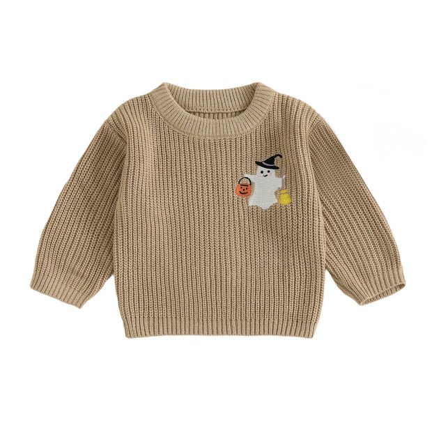 Charming Infant Pumpkin Patch Sweater with Unique Scalloped Hem