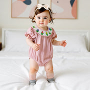Infant floral embroidered romper – cute baby girl short sleeve jumpsuit for summer