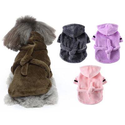 Pet Dog Bathrobe Hooded Pajamas – Soft Drying Towel Clothes for Small to Large Dogs & Cats