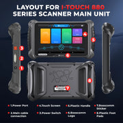 BOSSCOMM iTouch 880 OBD2 Scanner Full System Automotive Scanner with 8 Reset Service and Lifetime Free Update 8 Inch Display