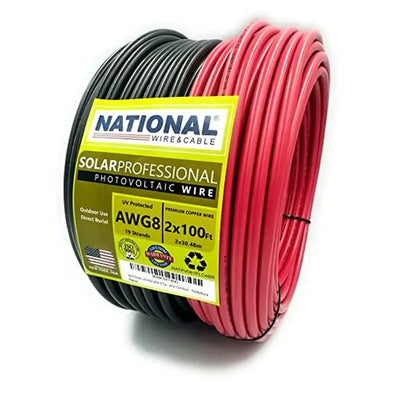 Professional 8 Gauge Solar Panel Wire 2x100 Feet Copper PV Cable USA Made UV Resistant for Boat Marine Automotive RV Solar Use - My Variety Superstore 25