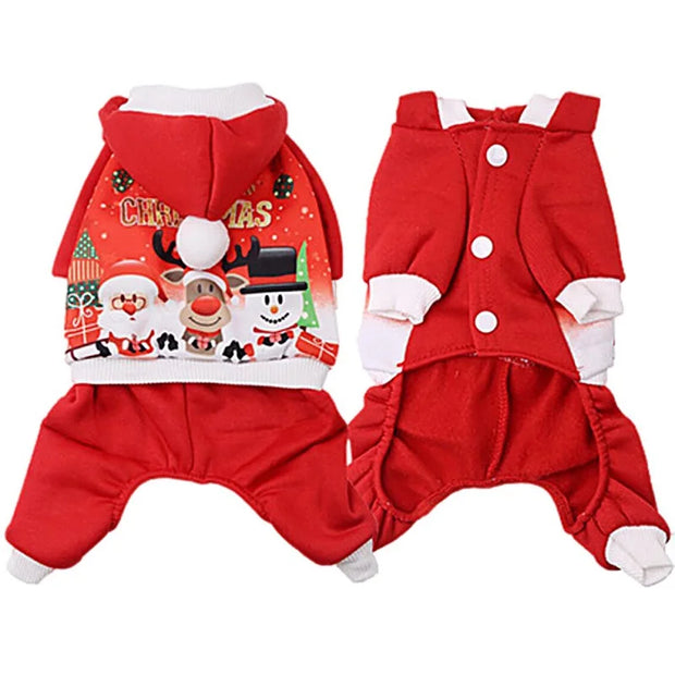 Cozy Festive Dog Coat Sweater With Hood Keeps Pup Warm