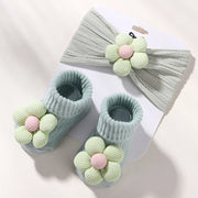 Lovely Baby Headband Socks Set Soft Nylon Floral Comfort