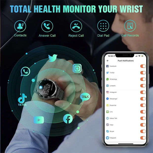 AI Voice Smartwatch With Flashlight Illumination And 500mAh Ultra Long Battery Life For Fitness Tracking