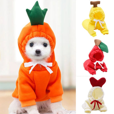 Cozy Fruit Dog Hoodie With Warm Fleece Keeps Pets Toasty