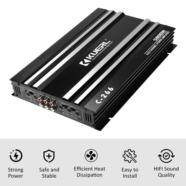 Aluminum Alloy Car Audio Power Amplifier High Power 4 Channel 5800 Watt Amp 12 Volt Ultra Thin Four Way Class AB Amplifier - My Variety Superstore 25