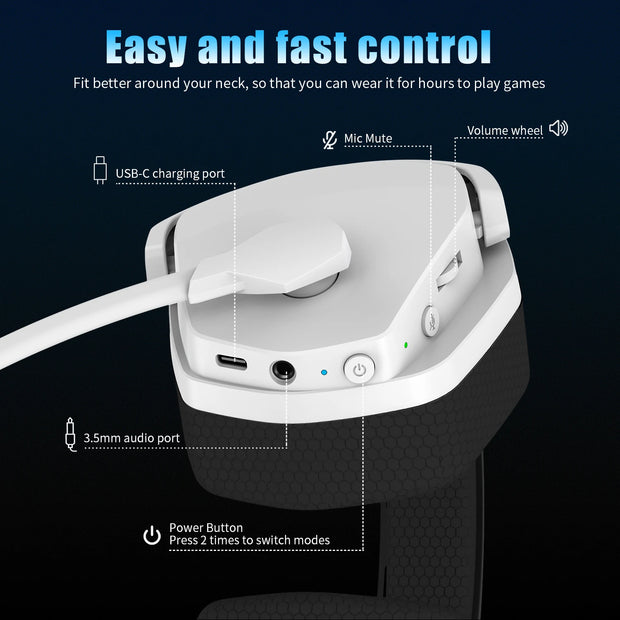 Powerful Wireless Gaming Headset with Low Latency for Immersive Play