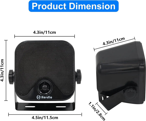 Herdio Waterproof Marine Speakers 100W 4 Inch Motorcycle Audio Speaker Heavy Duty Sound System for Outdoor ATV UTV - My Variety Superstore 25