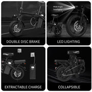 Adult Folding Electric Bicycle with 400W High Speed Motor and 48V Detachable Battery 14 Inch Wheels