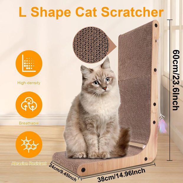 L Shape Cat Scratcher, 23.6 Inch Cat Scratchers for Indoor Cats, Protecting Furniture Cat Scratch Pad, Cardboard Cat Scratching - My Variety Superstore 25