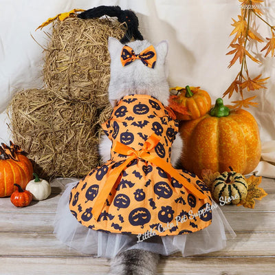 Enchanting Halloween Dog Dress With Bow For Festive Fun