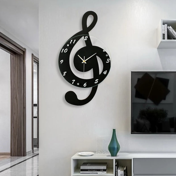 Powerful Musical Note Wall Clock Silent Keeps Time Quietly
