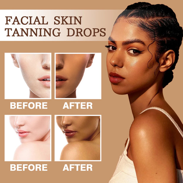 Tanning Face Serum for Body and Face Dark Bronzer Self Tanning Drops Moisturizing Fine Line Repair with Aloe Vera and Jojoba Oil