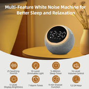 White Noise Sound Machine Alarm Clock with Night Light 25 Soothing Sounds 5W Stereo Speaker Sleep Timer Dimmable Clock - My Variety Superstore 25