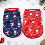 Festive Santa Print Pet Vest Breathable Easy Dress Up