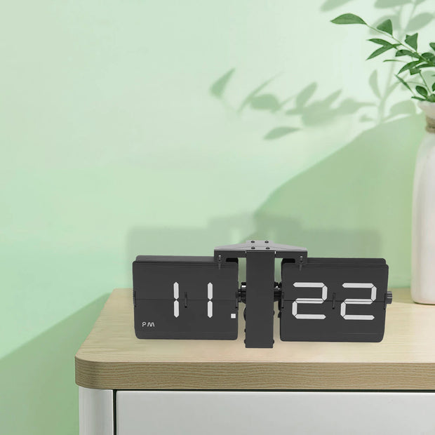 Retro Flip Clock Digital Display Battery Operated Wall and Tabletop Flip Clock Large Black Vintage Style Clock 12 Hour AM PM - My Variety Superstore 25