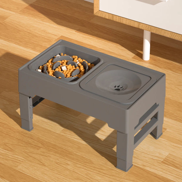 Elevated Dog Food Slow Feeder 4 Adjustable Heights Raised Dog Bowl Stand with Stainless Steel Bowls Anti Slip Dog Water Bowl - My Variety Superstore 25