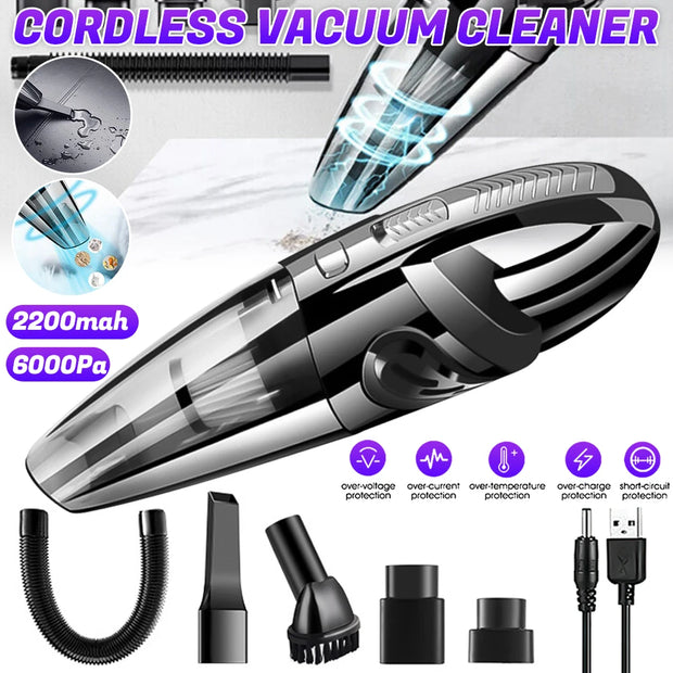 Wireless Handheld Vacuum Cleaner USB Charging Portable Wet Dry Cordless Strong Suction 12000pa