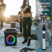 Karaoke Machine with 2 Wireless Microphones Bluetooth Speaker PA System and LED Lights for Home Singing Outdoor Party - My Variety Superstore 25
