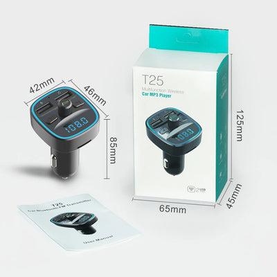 T25 MP3 Player Car Fast Charging Dual USB Charger Bluetooth Compatible 5.0 Multi Functional Classic Dual USB Car Electronics - My Variety Superstore 25