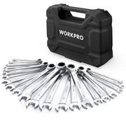 Workpro 23 Piece Ratcheting Wrench Set with Box 72 Teeth Wrench Repair Tool Set