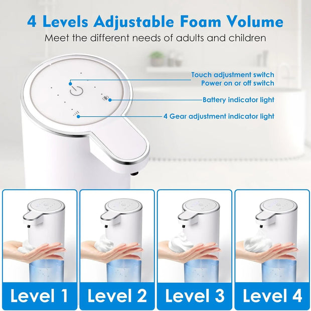 US Stock Automatic Touchless Soap Dispenser 4 Level Adjustable Foaming Hand Soap Dispenser Electric Wall Mount