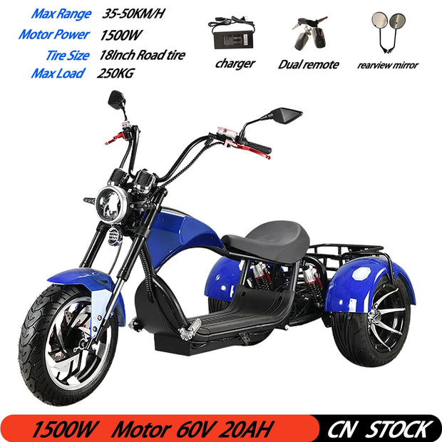 Adult Electric 3 Wheel Scooter 2000W Motor Max Speed 35-45KM/H Max Load 250KG 18 Inch Off road Fat Tire Electric Scooter - My Variety Superstore 25