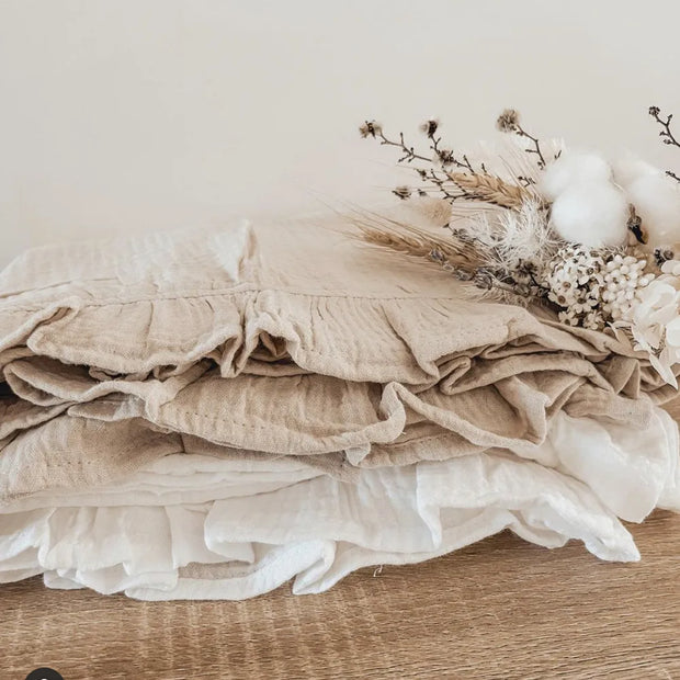 Ruffled Muslin Baby Swaddle Blankets, Organic Cotton, Soft Newborn Infant Bedding & Accessories