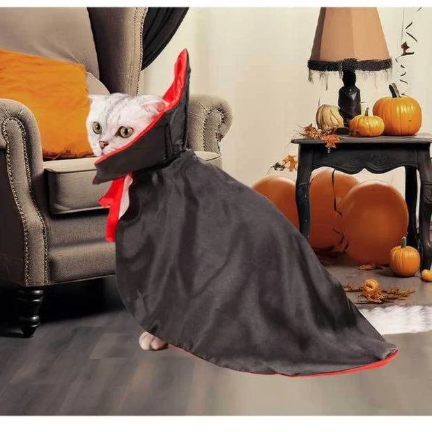 Spooky Vampire Pet Costume Set Satin Cloak For Dress Up Fun