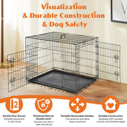 JHK Double Door Folding Metal Wire Dog Cage with Plastic Leak-Proof Pan Tray Extra Large Pet Kennel for Indoor Outdoor Travel - My Variety Superstore 25