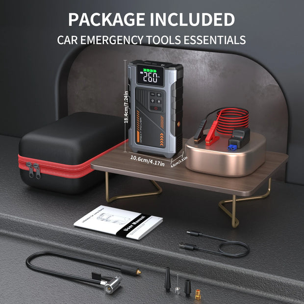 Portable Car Jump Starter With Air Compressor, 3000A Peak(7.5L Gas, 6.5L Diesel) , Jump Starter Battery PackWith150 PSl Tire Inf - My Variety Superstore 25