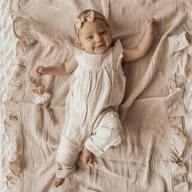Ruffled Muslin Baby Swaddle Blankets, Organic Cotton, Soft Newborn Infant Bedding & Accessories