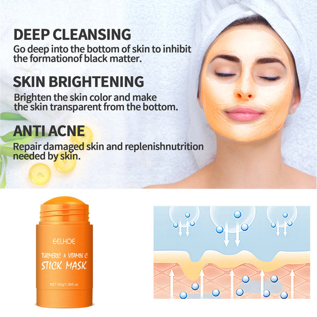 EELHOE Turmeric Skin Care Face Cream Serum Oil Stick Mask for Body Whitening Anti Acne Dark Spot Lightening Moisturizing