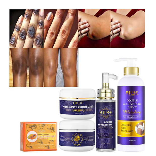 AILKE Skin Whitening Set With Double Glutathione Moisturizing Dark Spot Removal Hyperpigmentation Treatment