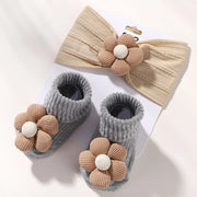 Lovely Baby Headband Socks Set Soft Nylon Floral Comfort