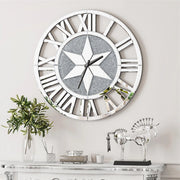 Large Mirrored Wall Clock 60CM Round Beveled Roman Numeral Skeleton Clock for Family Living Room Fireplace Decor - My Variety Superstore 25