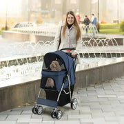 Amazing Folding Pet Stroller With Storage For Easy Travel