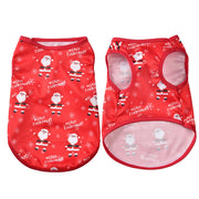 Festive Santa Print Pet Vest Breathable Easy Dress Up